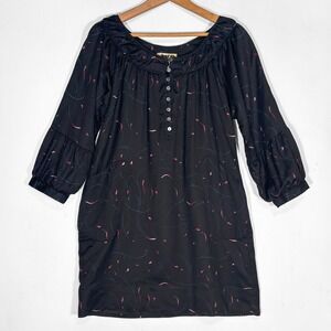 VTG 90s Daryl K Barneys NY Silk/Wool Floral Puff Sleeve Shift Dress Size M Goth